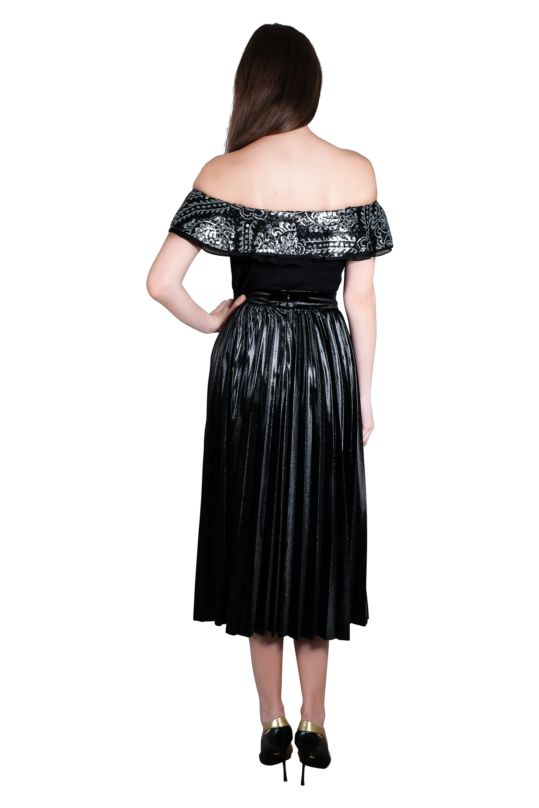 Jayden Pleated Velvet Skirt