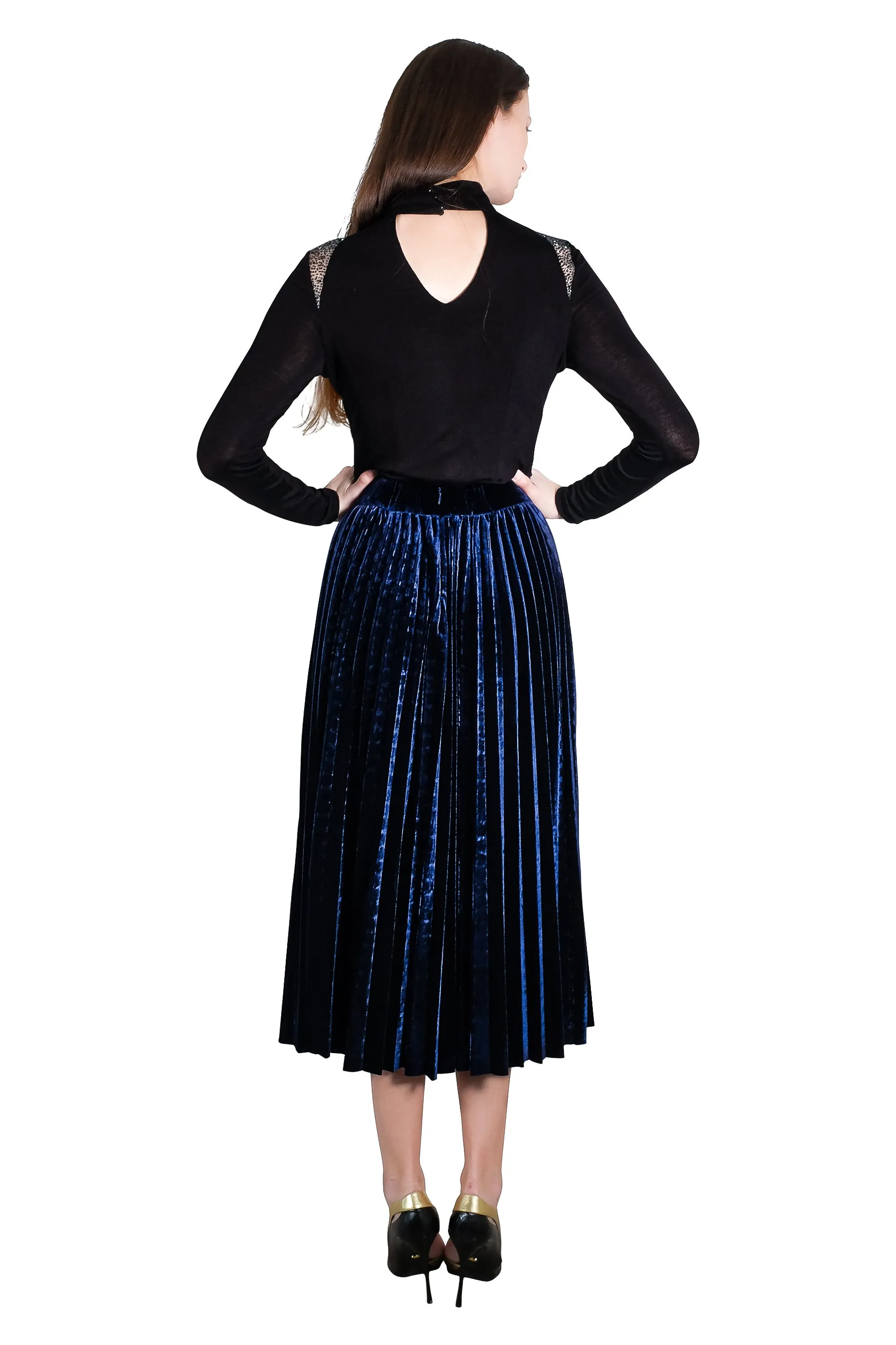 Jayden Pleated Velvet Skirt