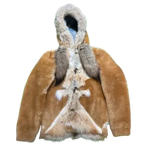 Kashani Natural Fox Tail Hooded Mouton Shearling