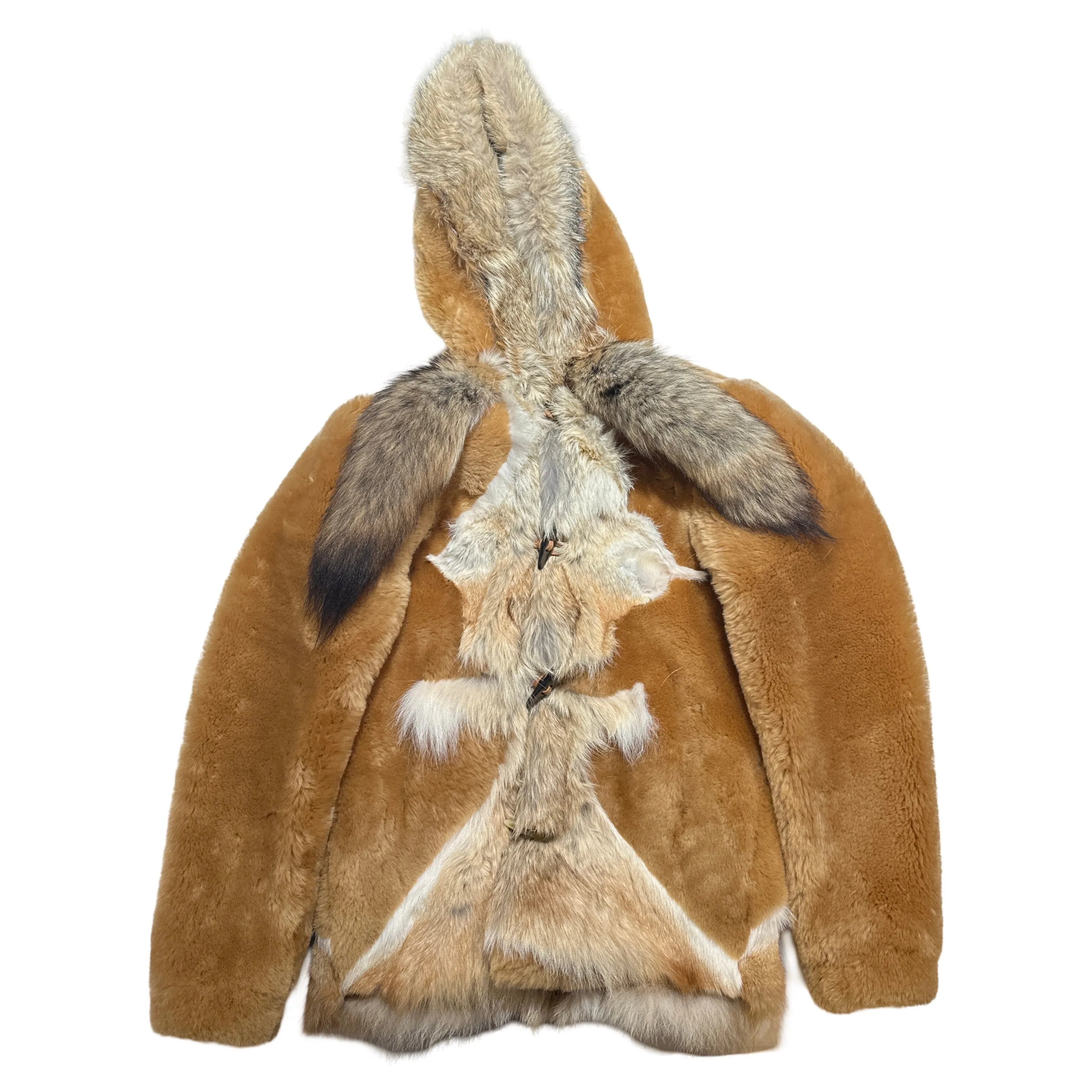 Kashani Natural Fox Tail Hooded Mouton Shearling