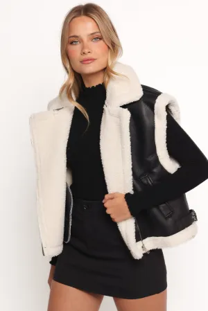 Kayden Faux Shearling Lined Vest - Black