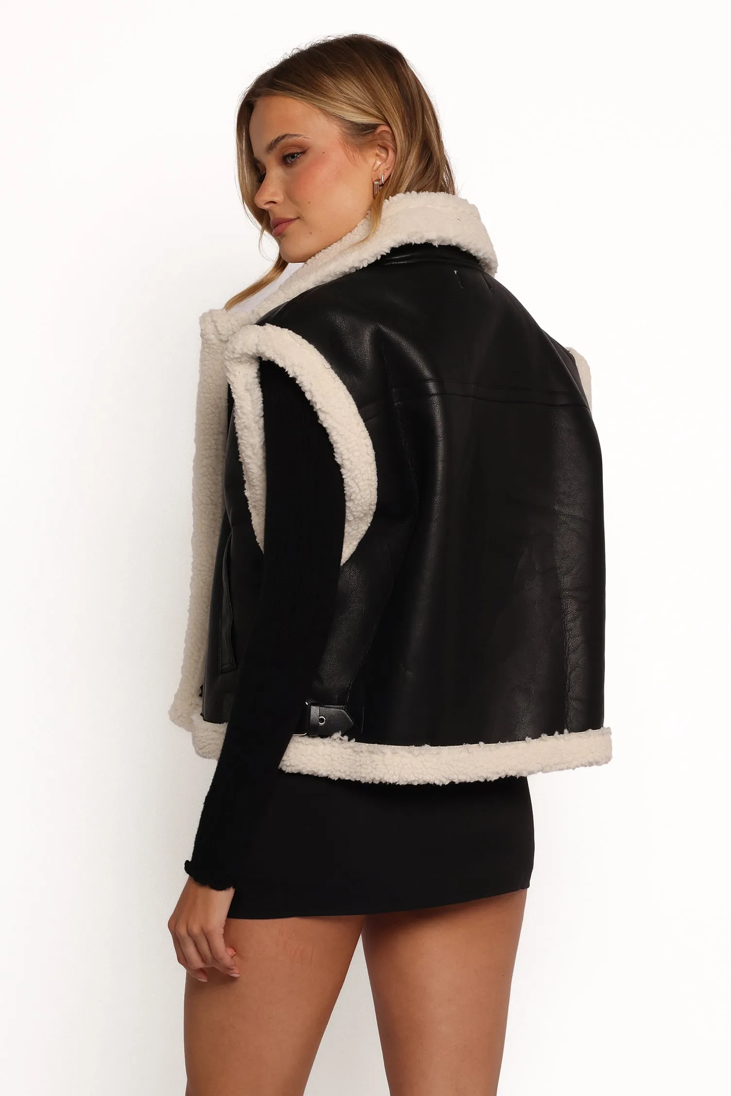 Kayden Faux Shearling Lined Vest - Black