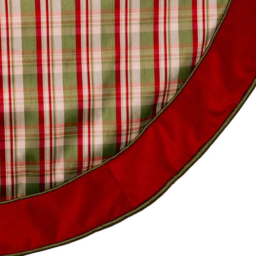 Kurt Adler 48-Inch Dupion Plaid with Velvet Tree Skirt