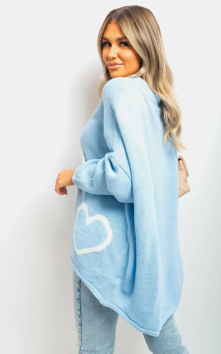 Lailah Knitted Oversized Heart Prints Jumper