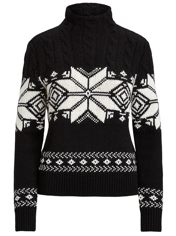 Lauren Ralph Lauren Fair Isle Print Cable Knit Turtleneck Sweater