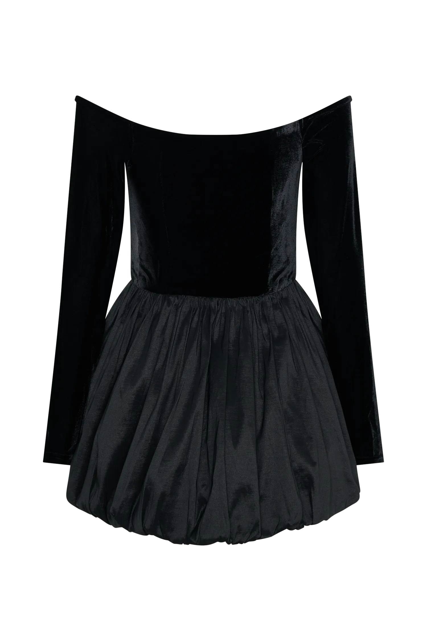 Liv Off Shoulders Velvet Mini Dress - Black