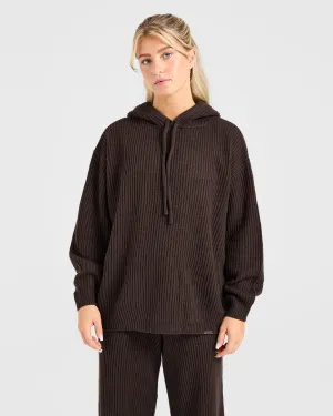 Lounge Oversized Knit Hoodie - Deep Cocoa Brown