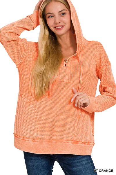 M ONLY Everything You Want Waffle Hoodie in Light Orange