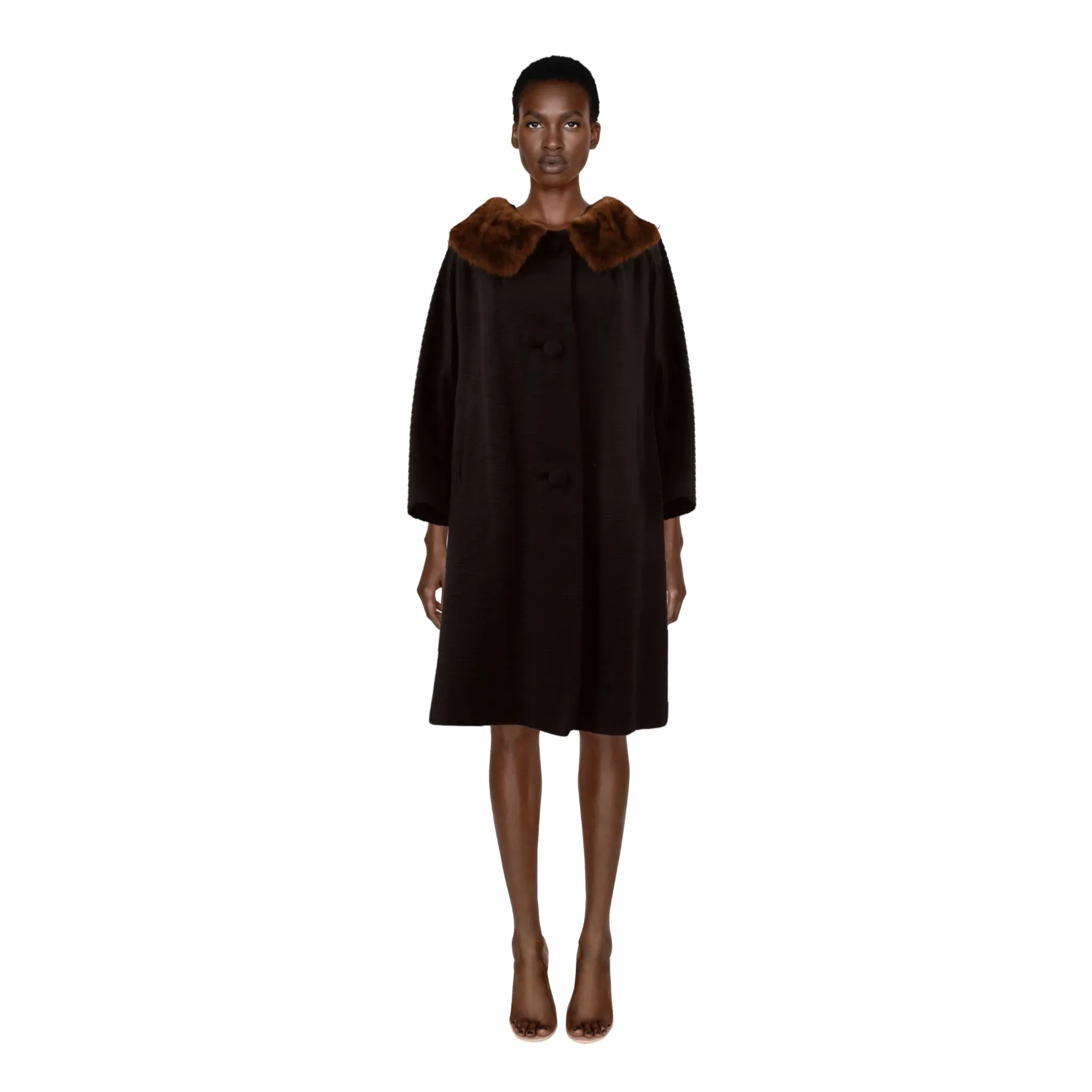 MAISON DE COUTURE 50's Coat with Mink Collar | Size M/L