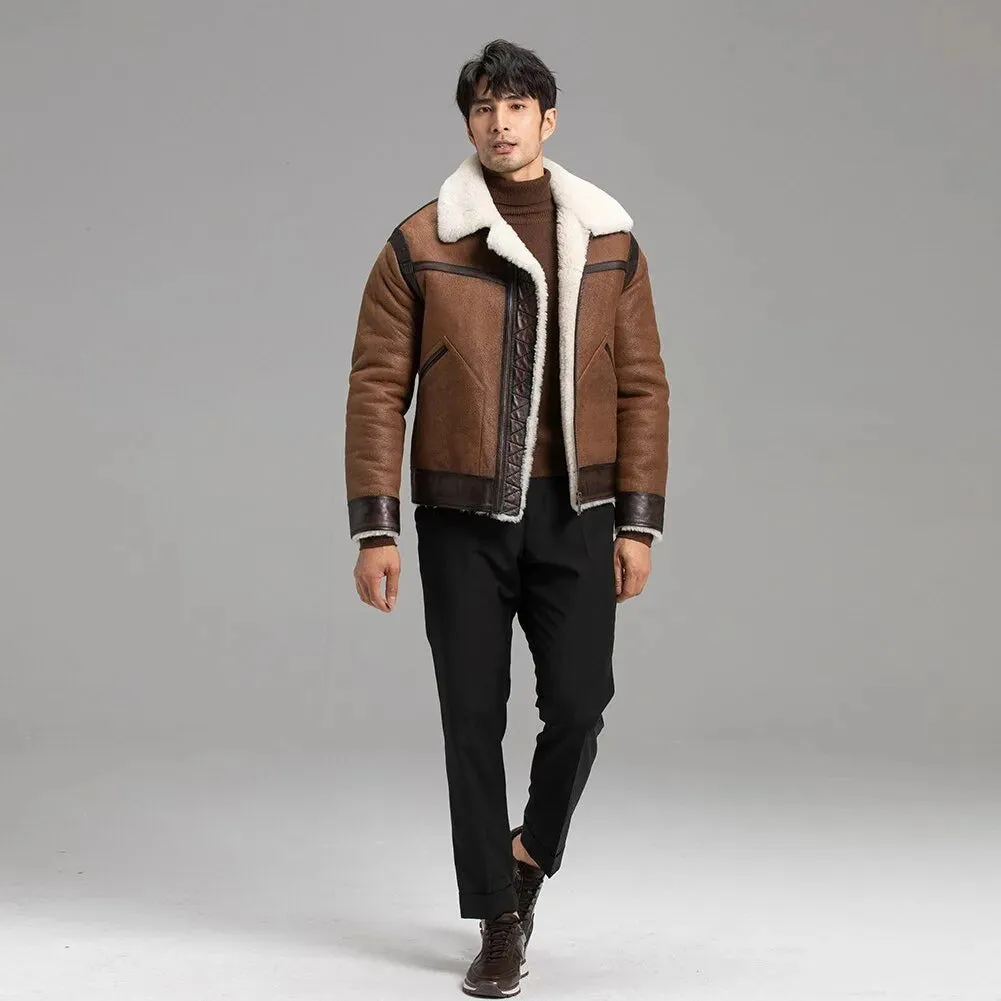 Men's Brown B3 Shearling Flight Jacket - Sheepskin Coat