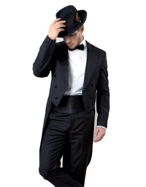 Mens Classic Wool Tail Tuxedo in Black