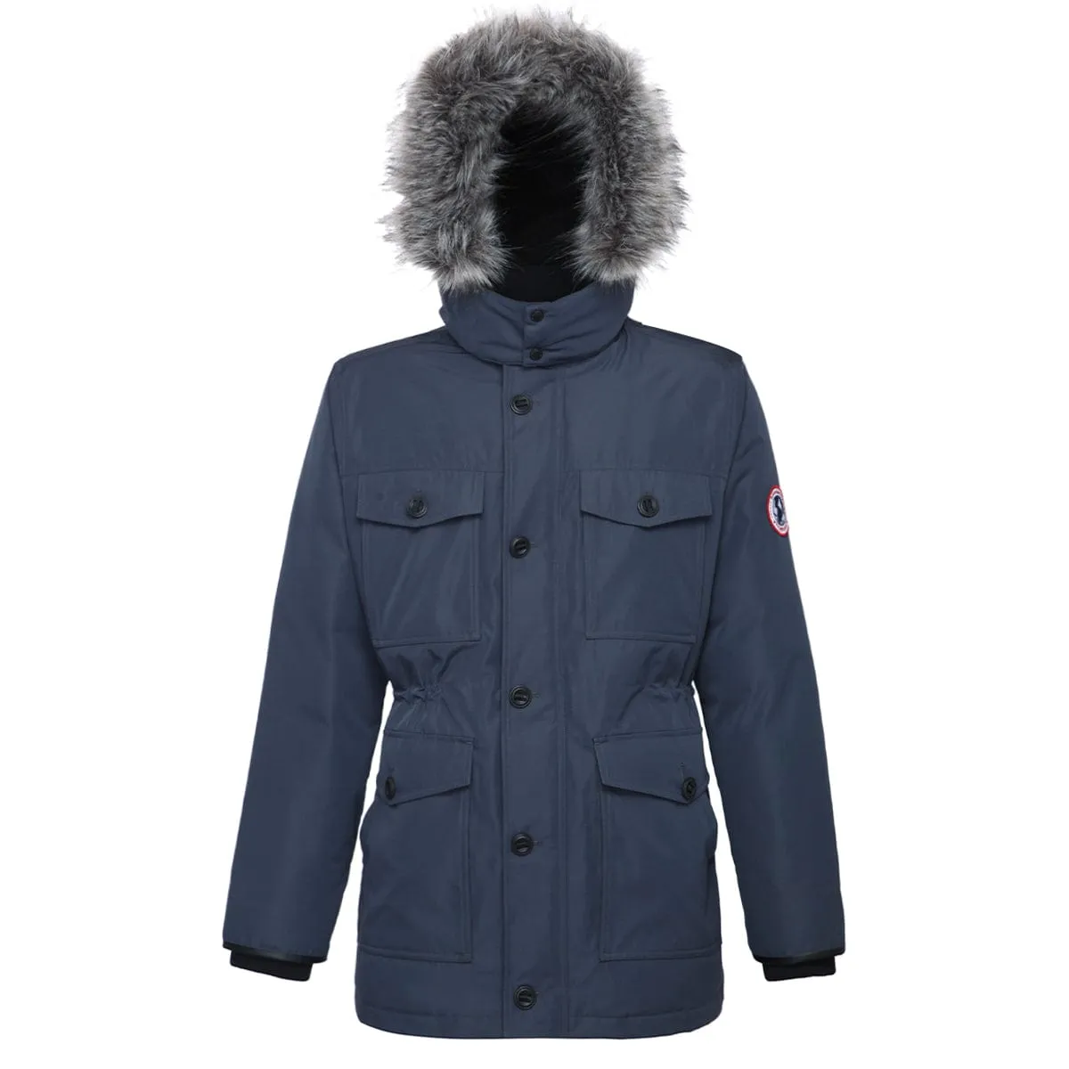 Men's Parka Jacket with Faux Fur Hood