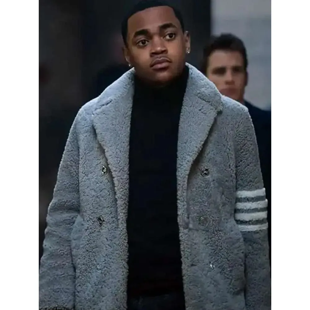 Michael Rainey Jr Power Ghost Grey Shearling Coat