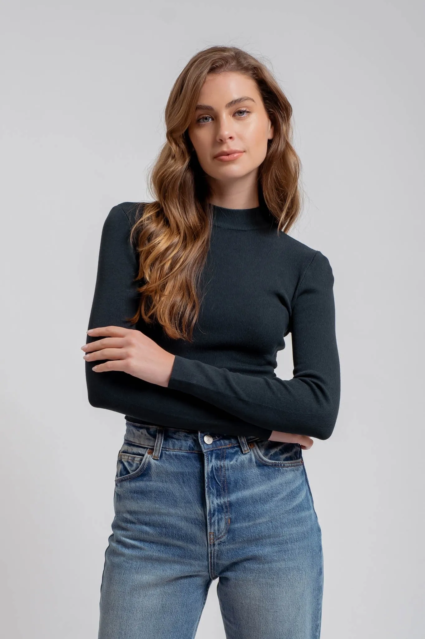 Mock Neck Long Sleeve Sweater