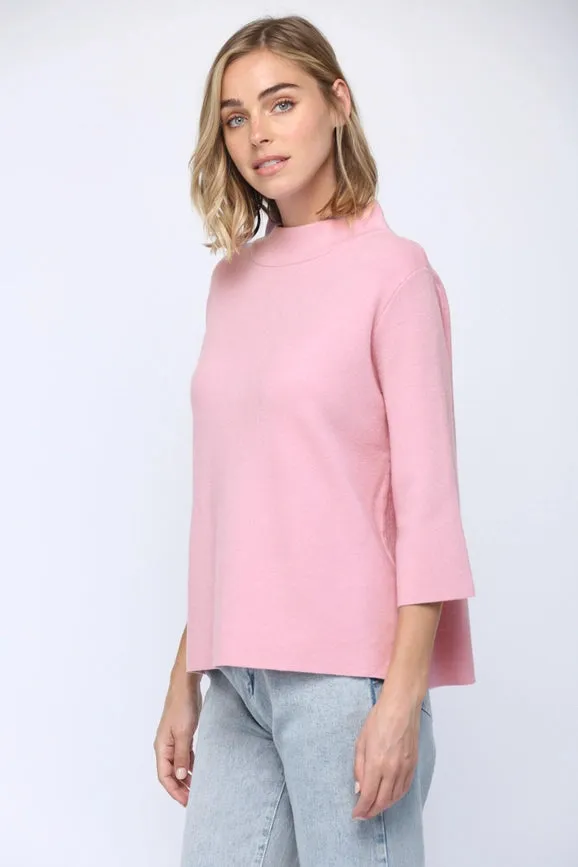 Mock Neck Pull Over Sweater/Bell Sleeve BABY PINK