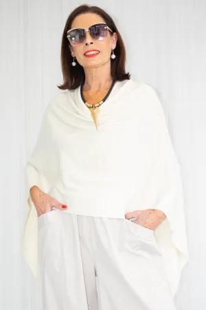 Mollie-Ann Poncho Style Fine Knit in Cream