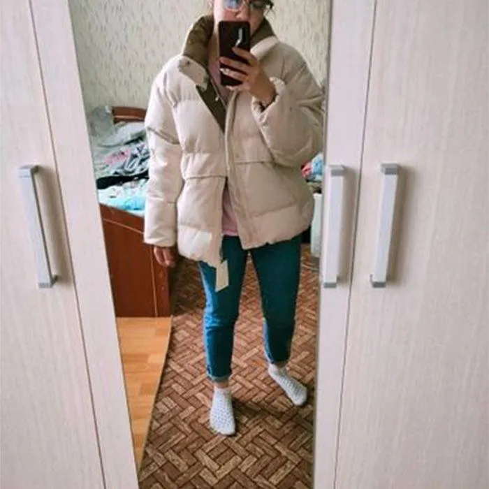 Oversized Quilted Winter Puffer Thick Warm Padded Puff Parka Jacket