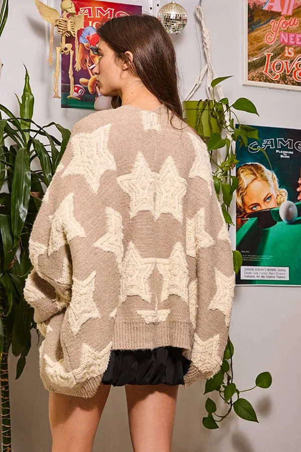 Oversized Star Pullover Sweater Cardigan