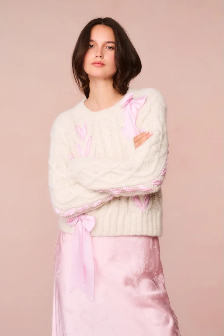 Parson Alpaca-Blend Ribbon Pullover - ICY BLUSH