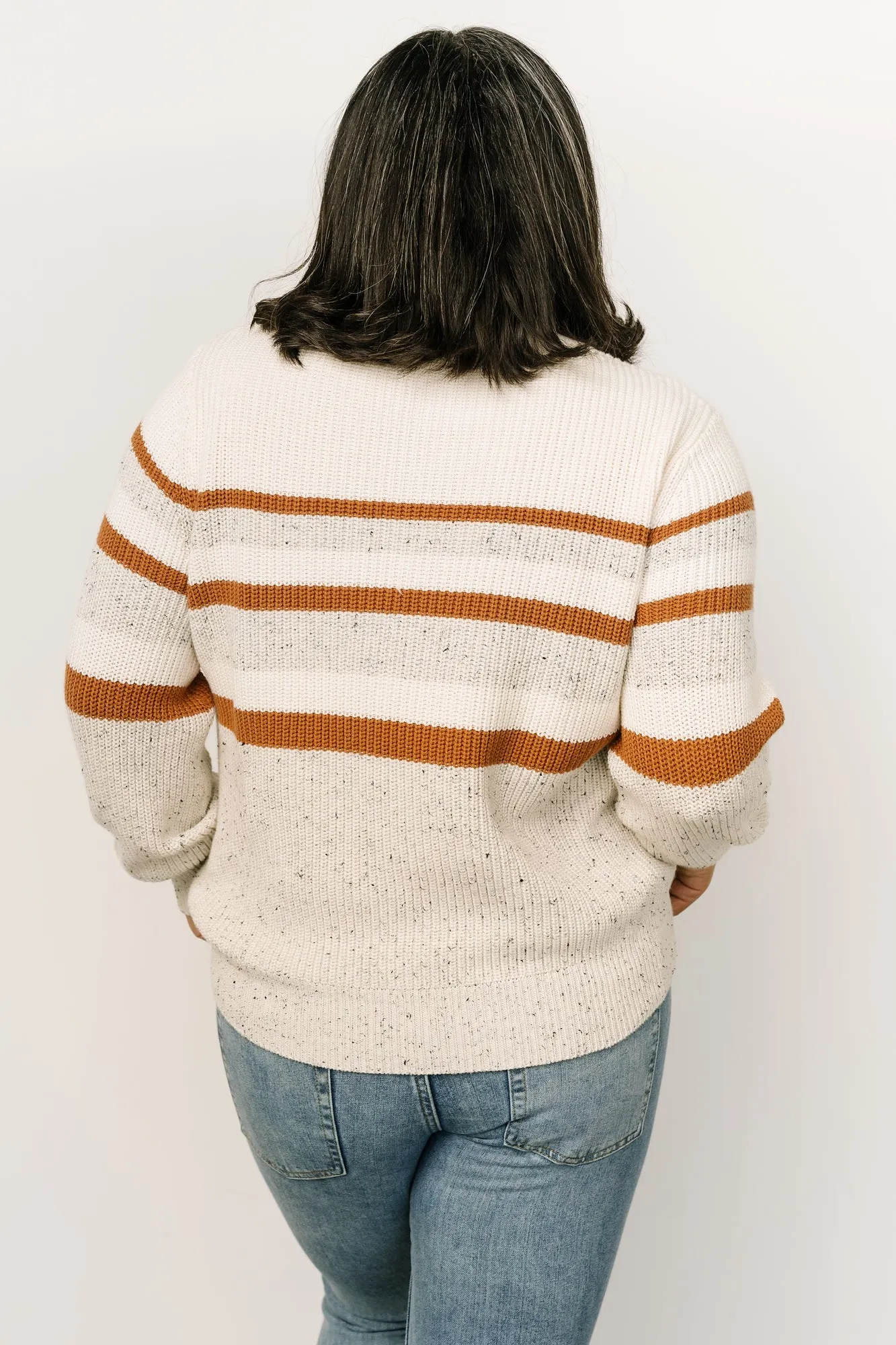 Peyton Striped Sweater | Cream   Camel