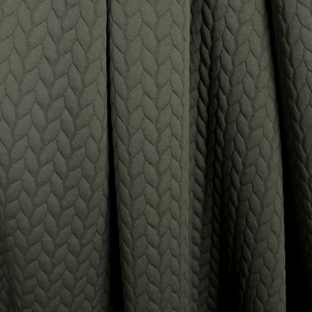 quilted cable matelasse' knit - khaki green