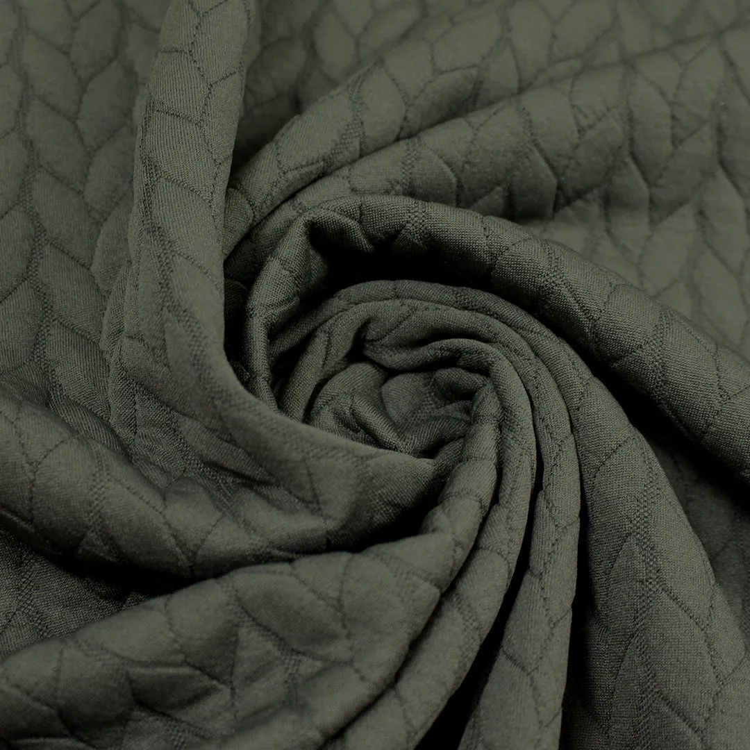 quilted cable matelasse' knit - khaki green