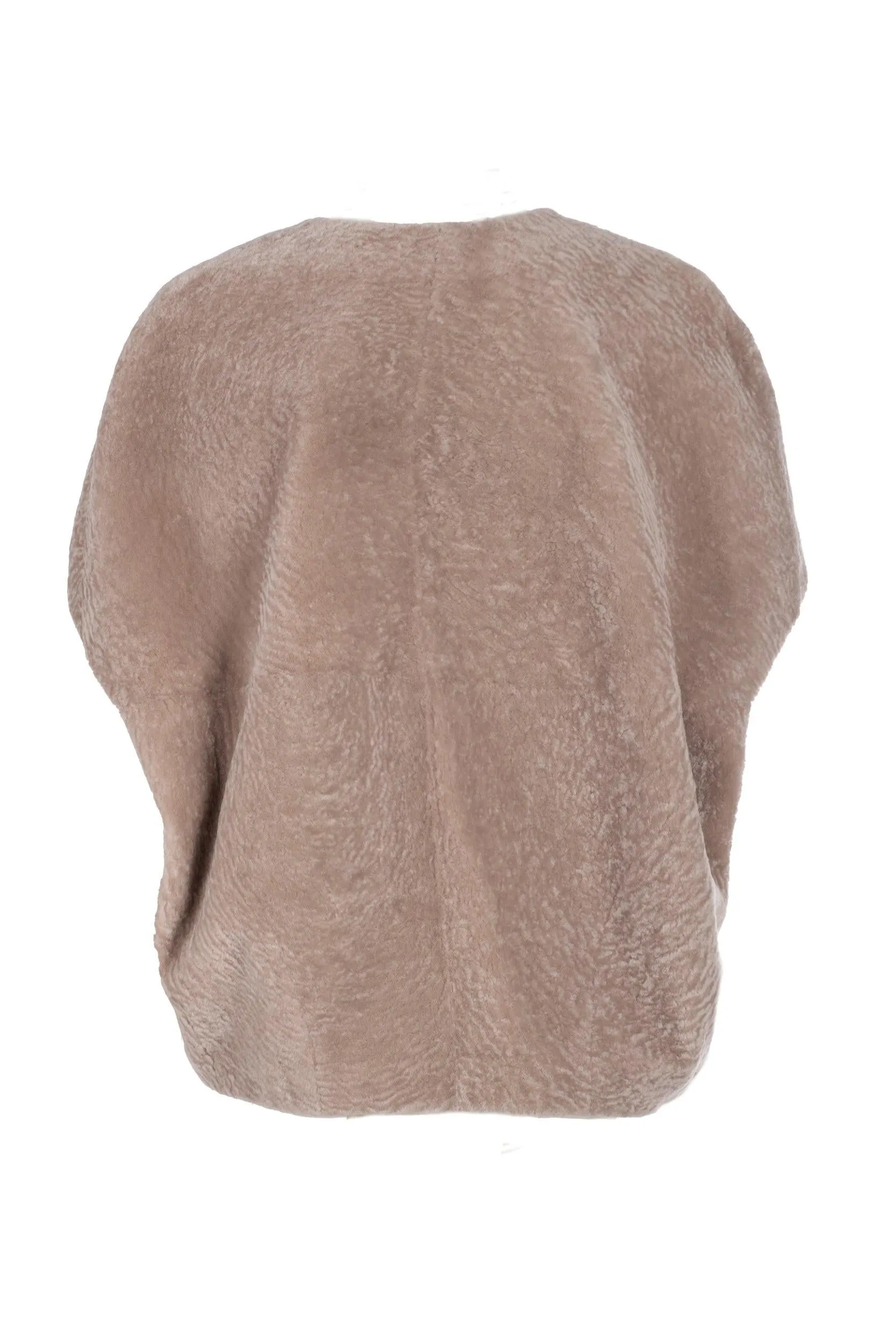 Shearling Cocoon Vest - Beige