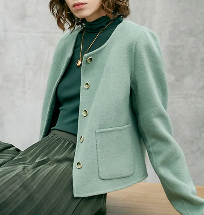 Short Women Wool Coat Warm Double Face Wool Coat Jacket/0939