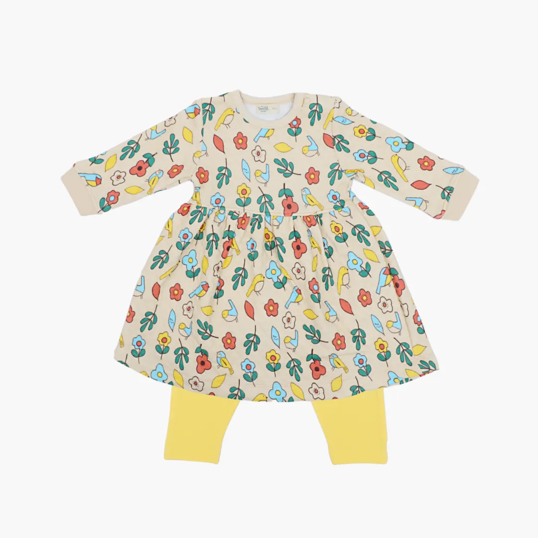 Snuggle Puff - Quilted Full sleeve Frock and pants for girls