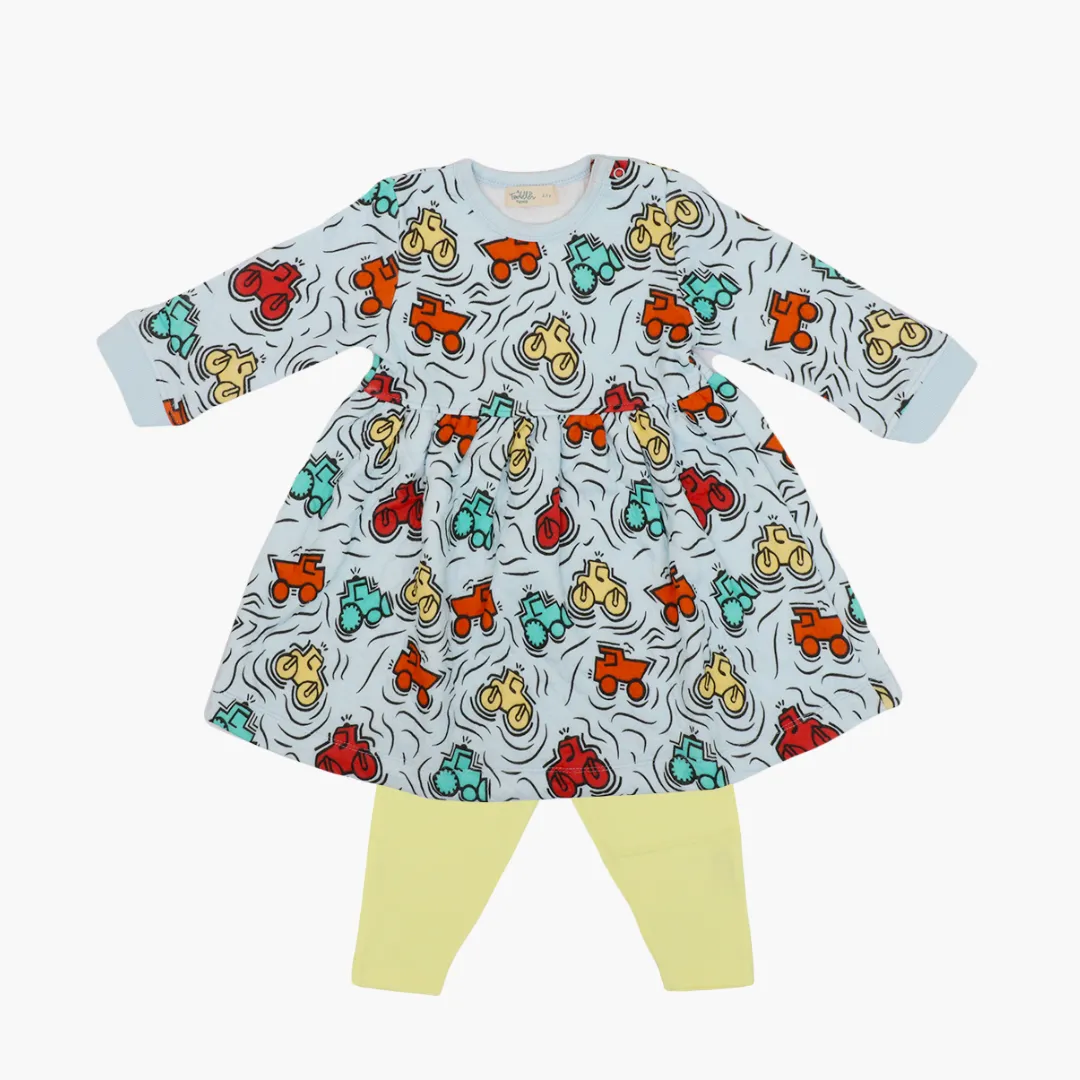 Snuggle Puff - Quilted Full sleeve Frock and pants for girls