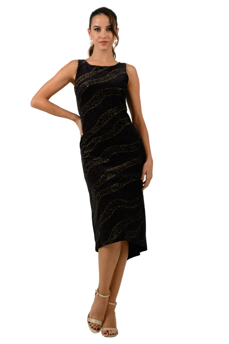 Sparkling Keyhole Back Black Velvet Fishtail Dress (S)