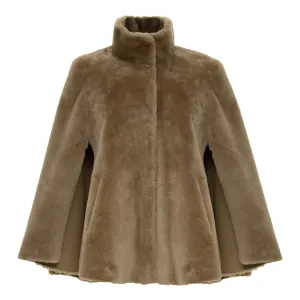 Suprema Reversible Shearling Cape - Camel