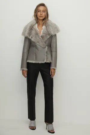 Sutton Place Shearling Coat Moonlight Grey Shearling