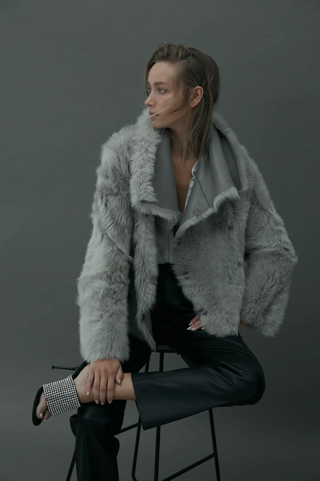 Sutton Place Shearling Coat Moonlight Grey Shearling