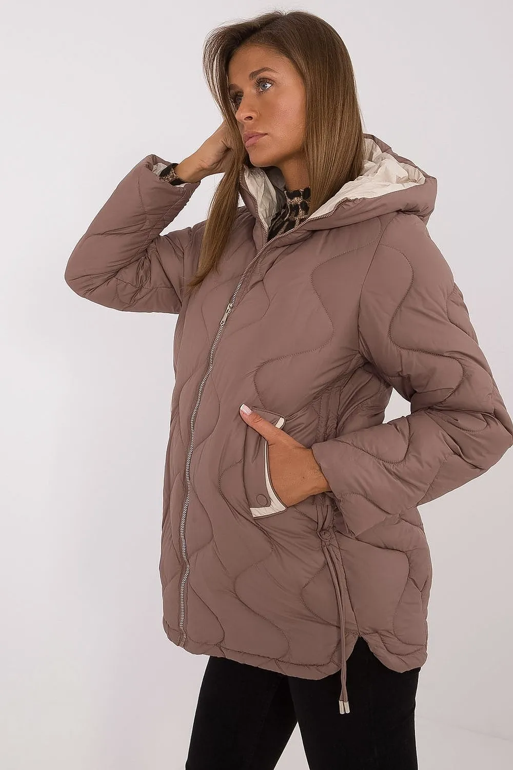 TEEK - Brown Side Pulley Hooded Jacket