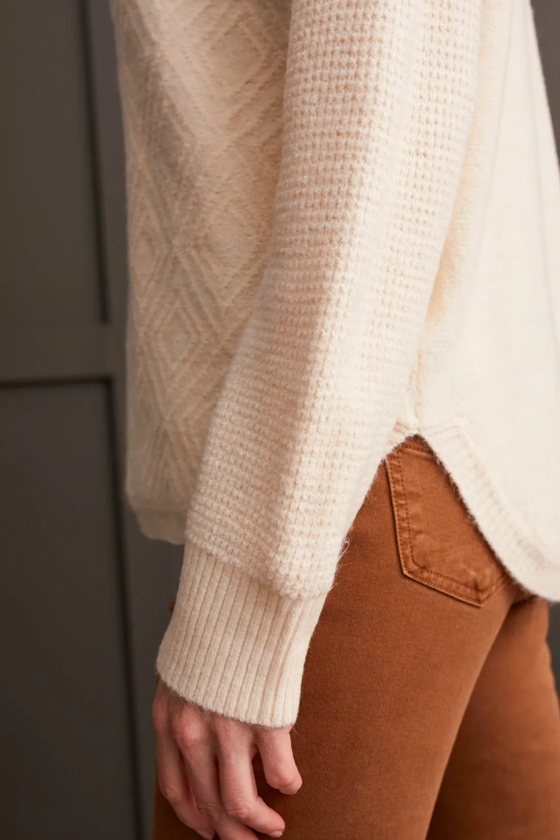 Textured Mock Neck Sweater