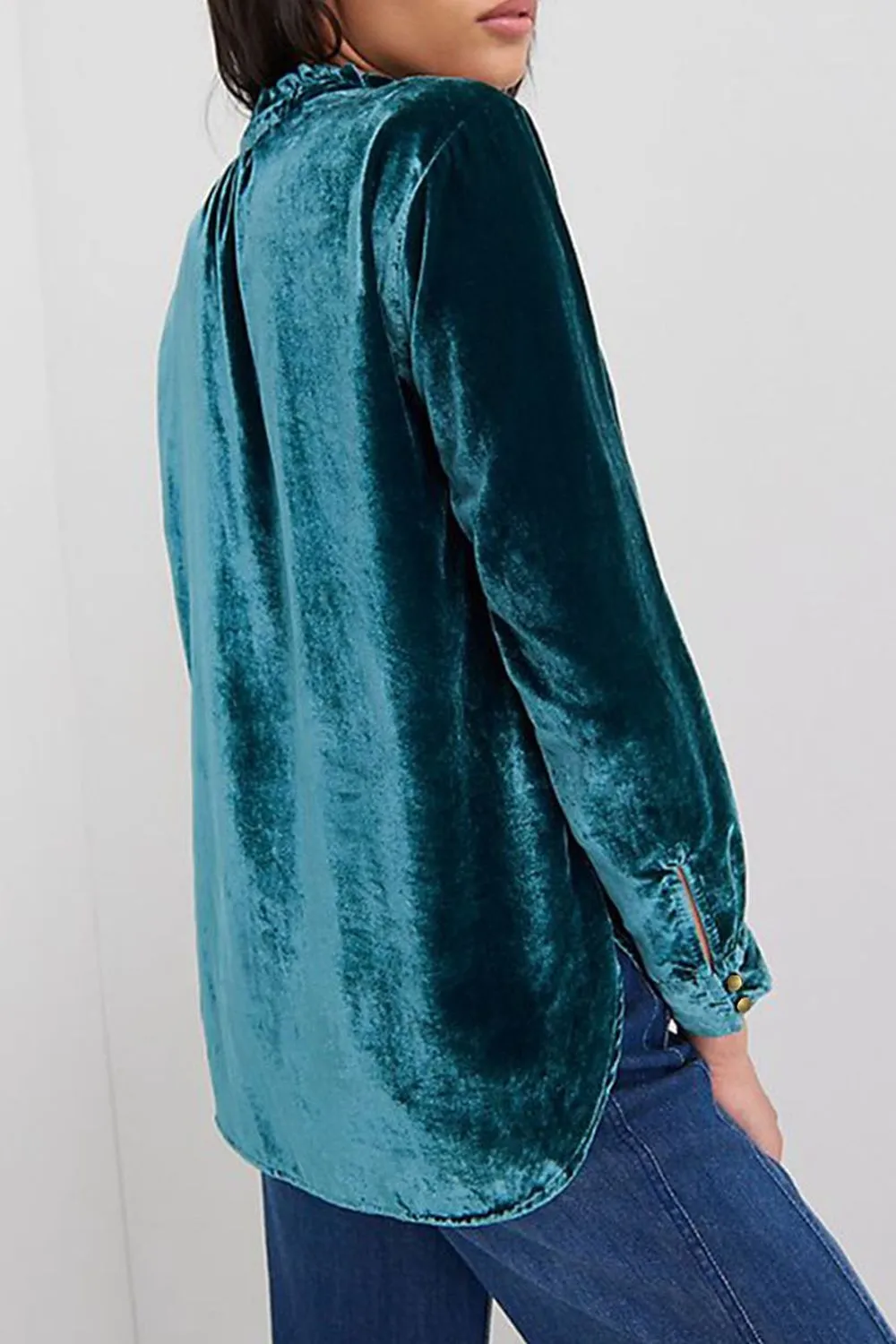 Tiffany Teal Velvet Blouse - Culture Heaven Special