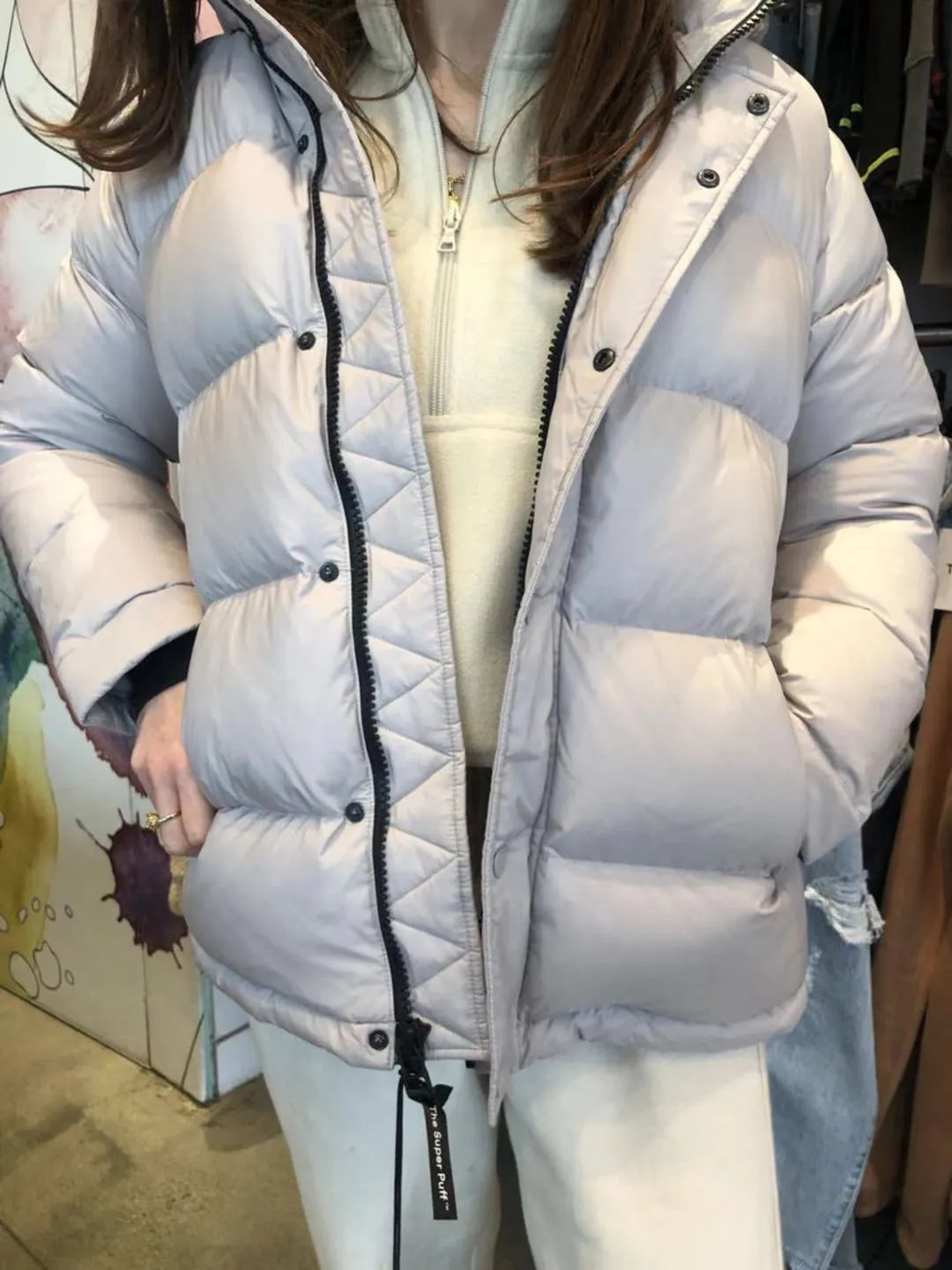 Warm Super Puffy Goose Down Puffer Jacket Quilted