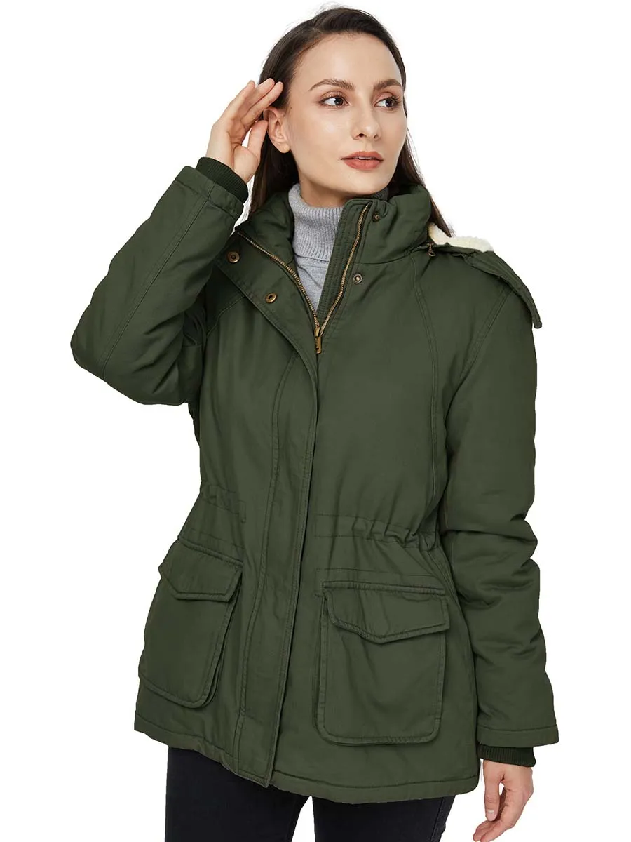 WenVen Women's Winter Coat Windproof Puffer Jacket Warm Fleece Parka