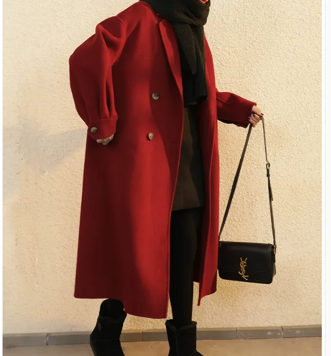 Women Wool Coat, Long Winter Wool Coat Jacket 0999