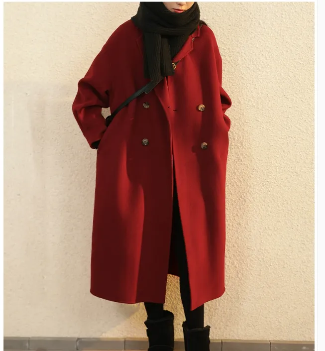 Women Wool Coat, Long Winter Wool Coat Jacket 0999