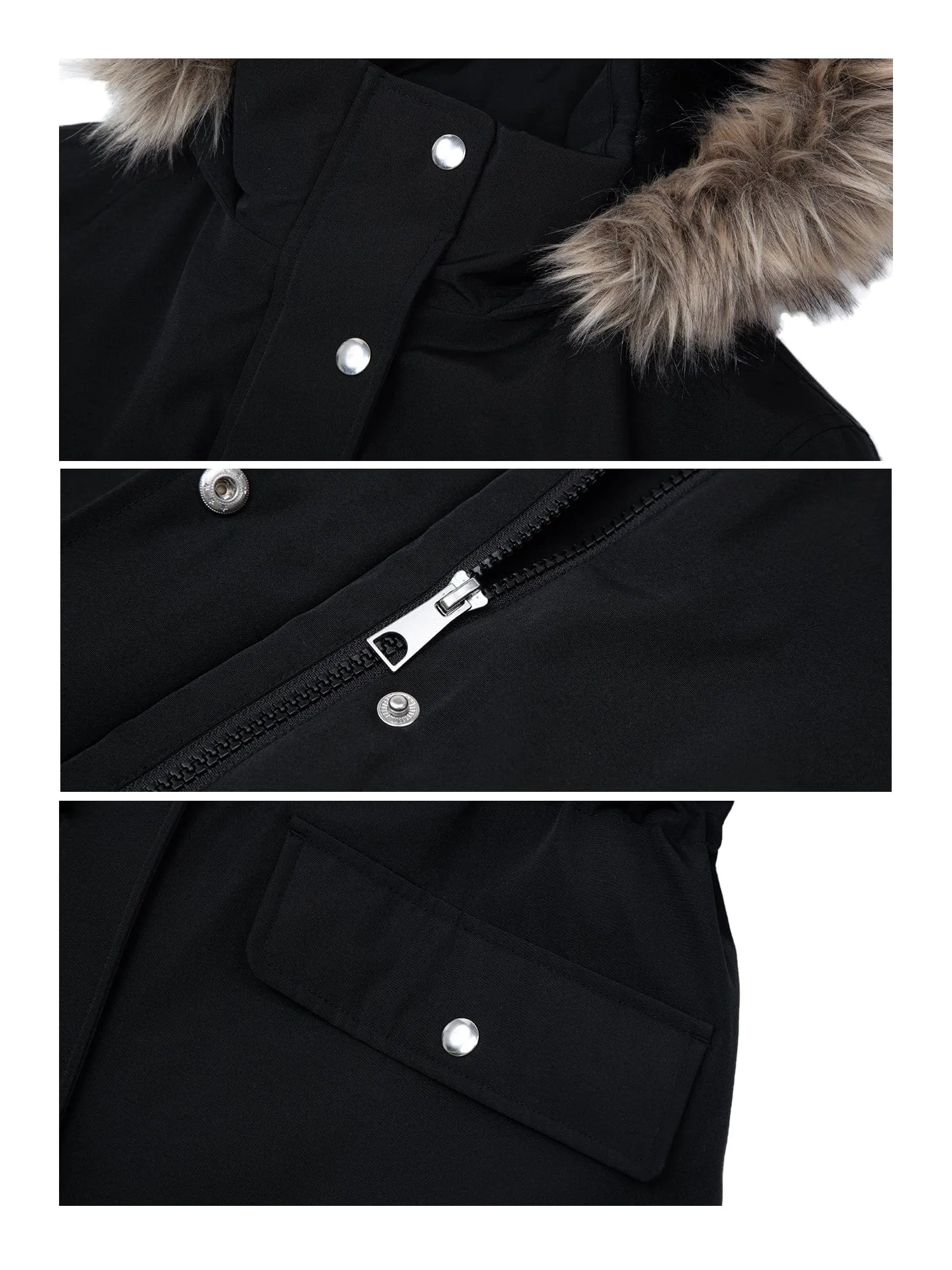 Women's Lightweight Parka Jacket with Faux Fur Hood