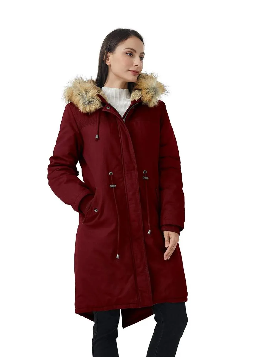 Women's Winter Long Jacket Sherpa Lined Parka Jacket Warm Coat