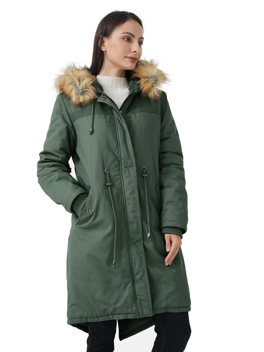 Women's Winter Long Jacket Sherpa Lined Parka Jacket Warm Coat