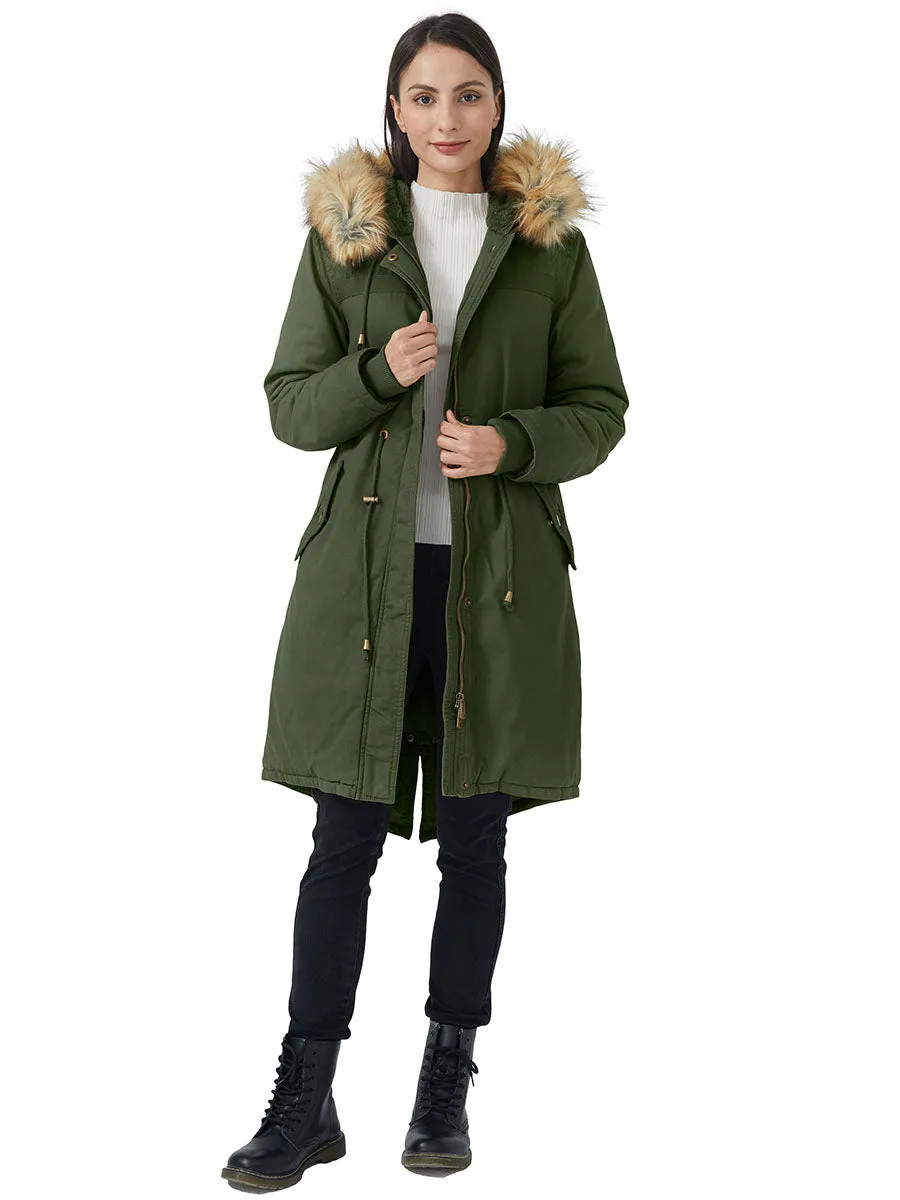 Women's Winter Long Jacket Sherpa Lined Parka Jacket Warm Coat