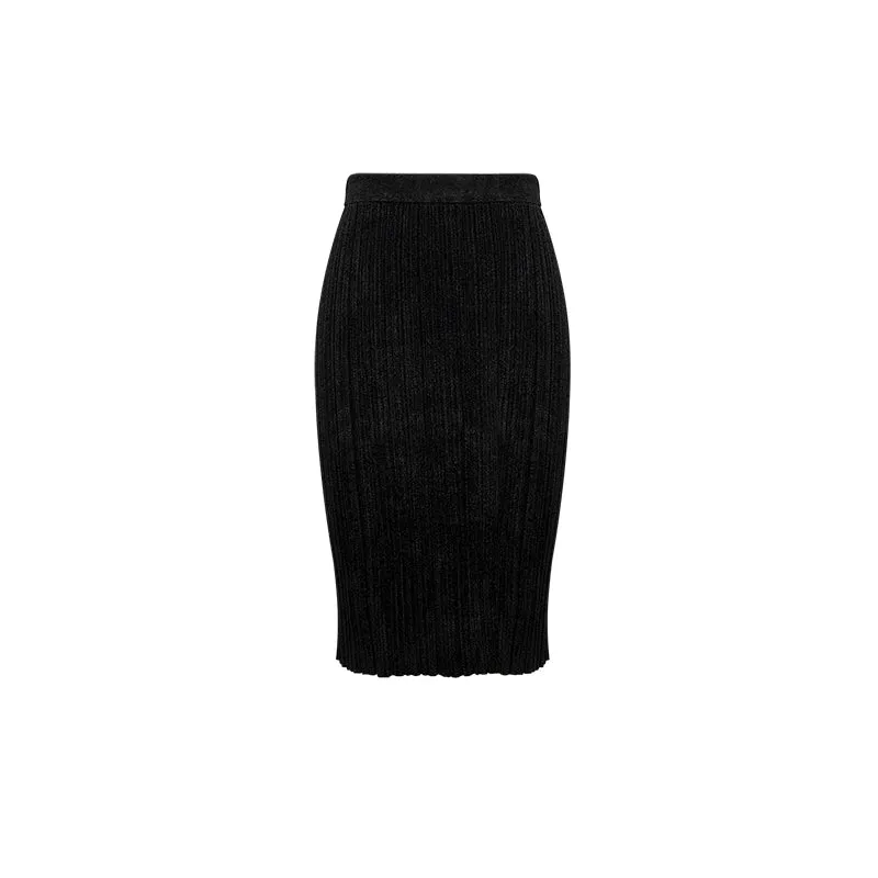 YES BY YESIR elegant sexy knitted black skirt cropped top - Fei