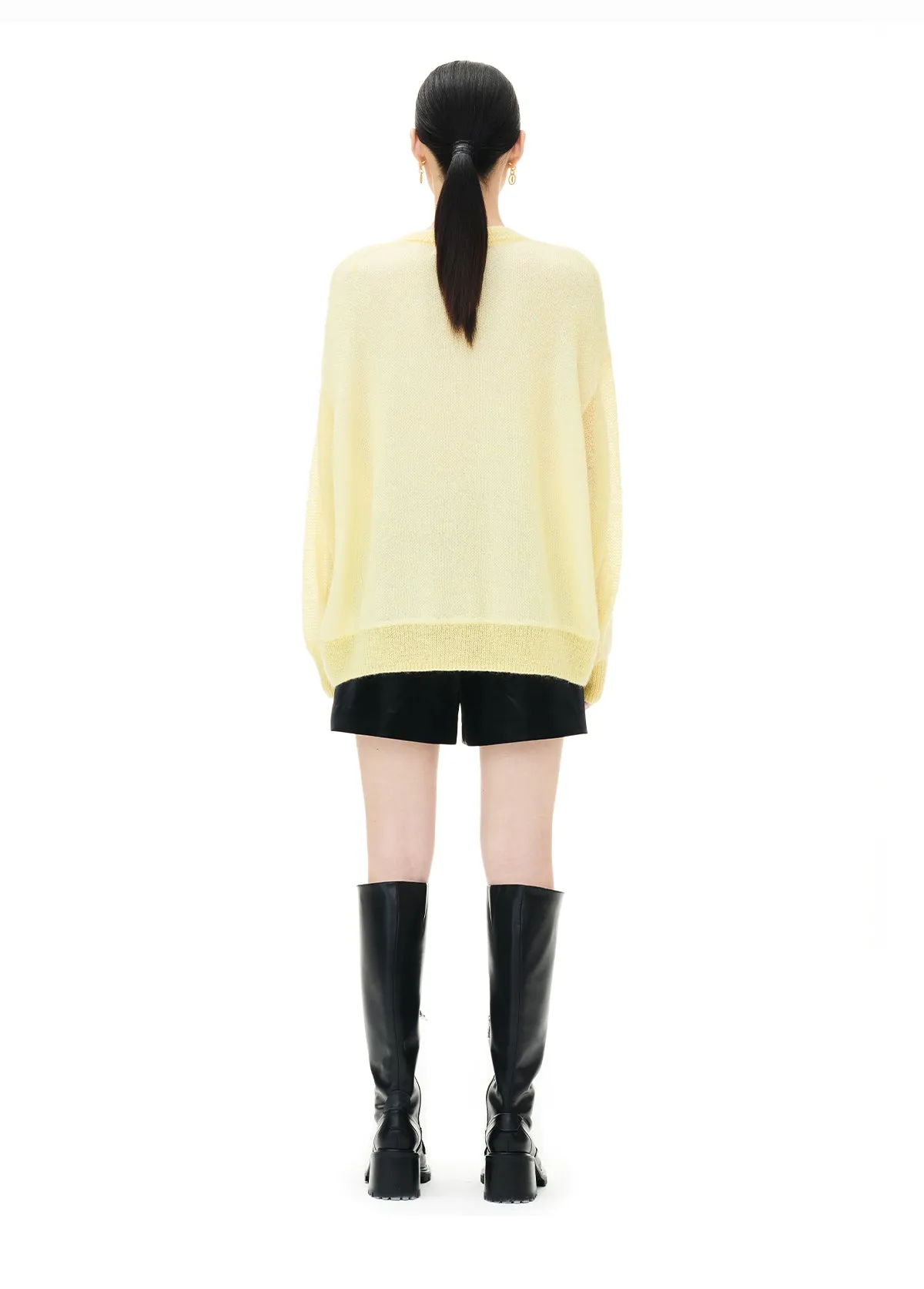 YES BY YESIR Fall/Winter Knitted Jumper Wool Mohair pullover - Auiy