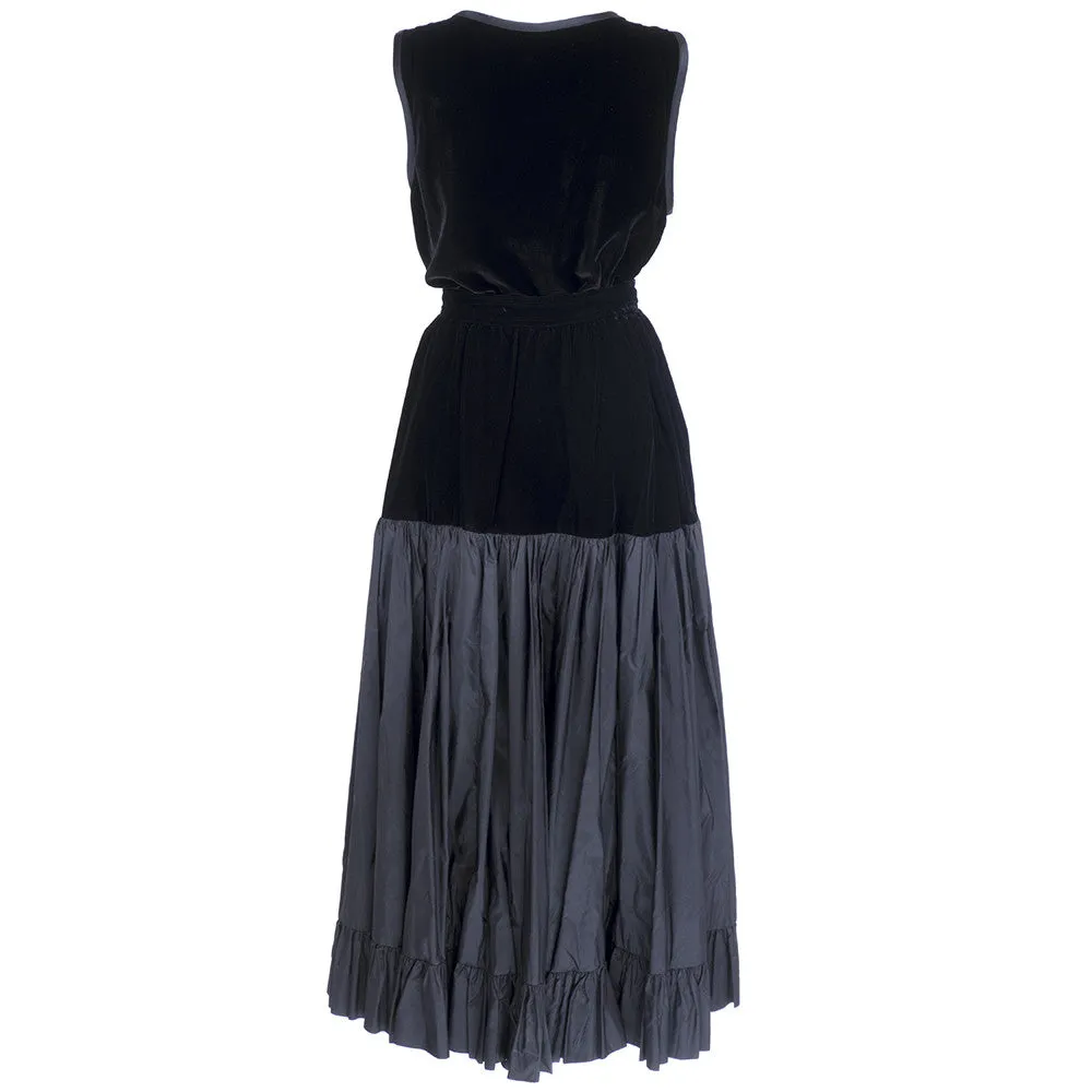 YSL 80s Black Velvet & Taffeta Ensemble